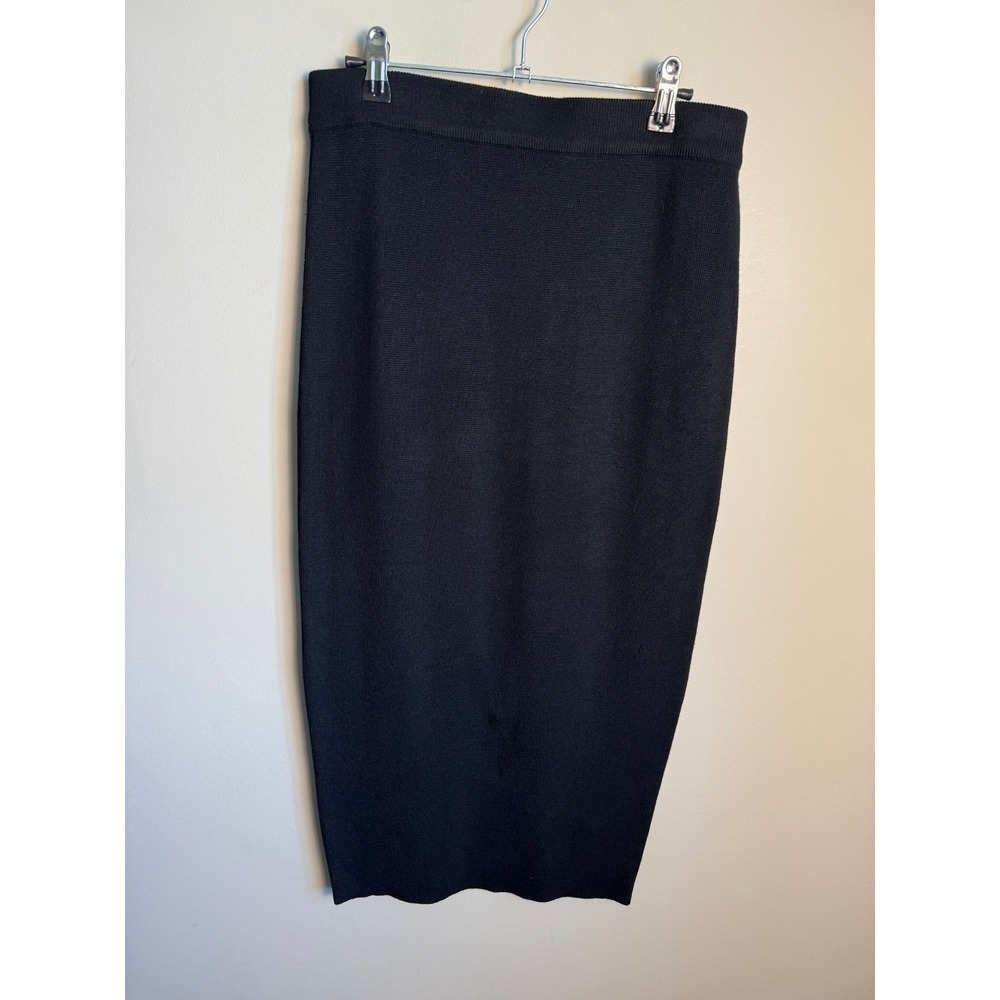Missguided Womens Black Sweater Skirt 8 Bodycon Midi Ribbed Knit Minimalist